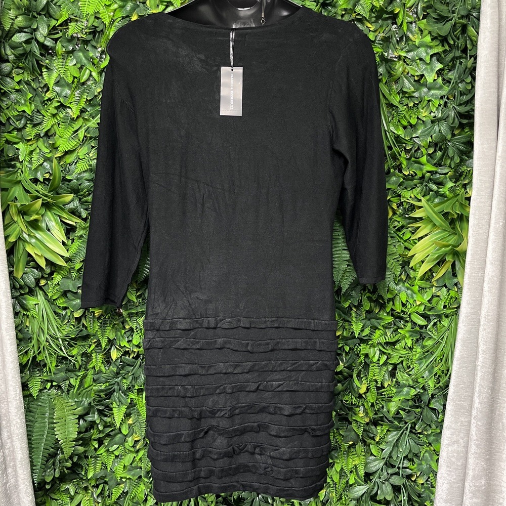 ISABELLA RODRIGUEZ Dress Women XL Black Sheath Knit Round Neck Ruffle 2094 - Picture 7 of 8